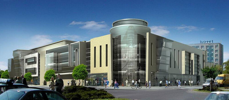 Centrum Podkowa. Widok od skrzyżowania al. Jachowicza, Nowego Rynku i ul. Obrońców Westerplatte. Wizualizacja - materiały prasowe