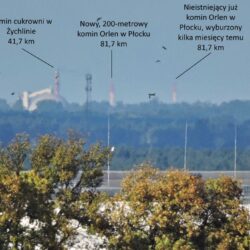Kominy w Płocku widoczne z okolic Łodzi. Fot. Tomasz Zawisza